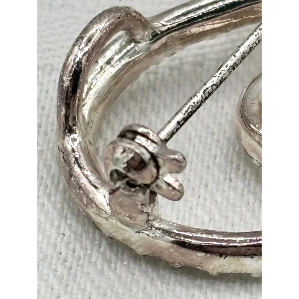 Intertwined Double Heart Brooch Silver Tone Clear Rhinestones Love‎ Pin Bridal